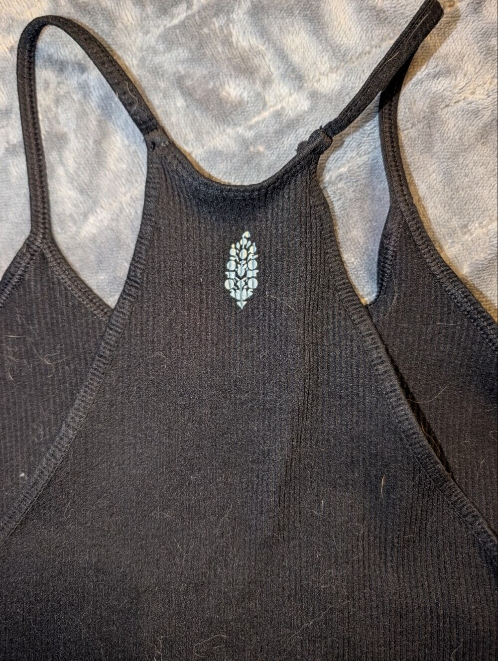 FP Movement by Free People Womens Black Rib Racerback Crop Tank M/L Stretch Gym - Picture 5 of 5